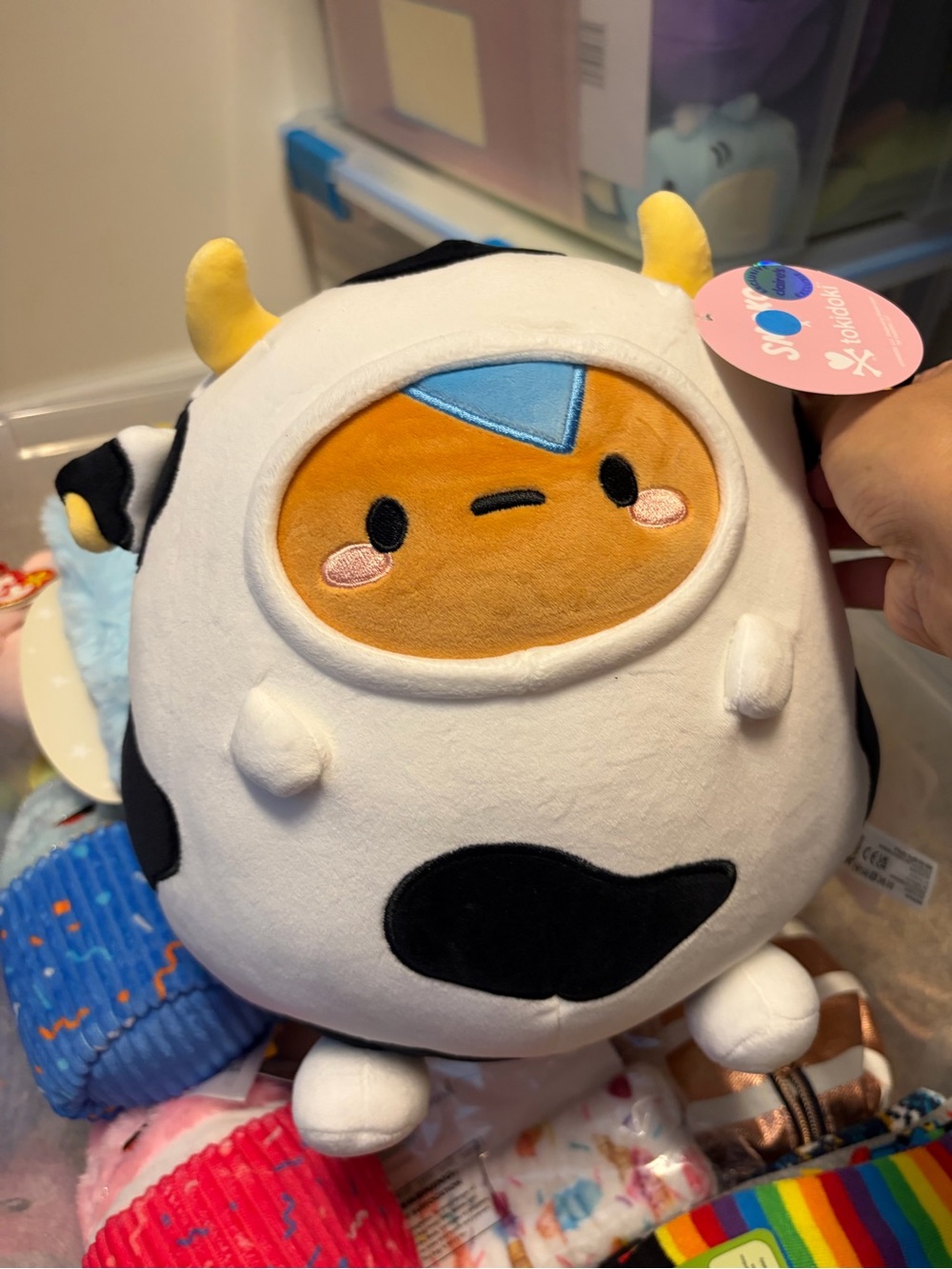 tokidoki smoko Cow Plush — White, Black, Orange & Yellow (Claire’s exclusive)